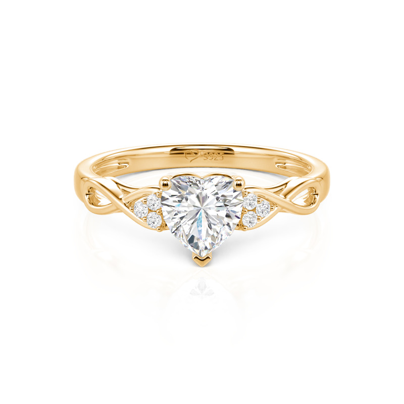 Jeulia Custom Infinity Twist Heart Ring with Side Stones