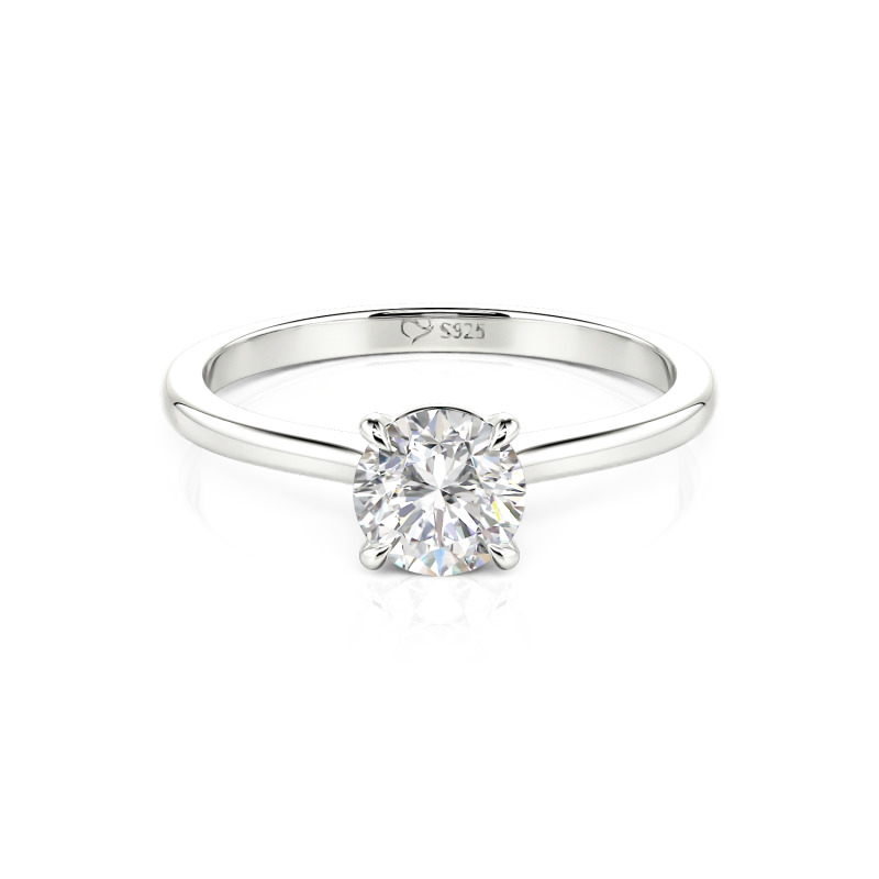 Jeulia Anel de Casamento Solitário Ultra Fino Personalizado Ouro 10K/14K/18K Platina