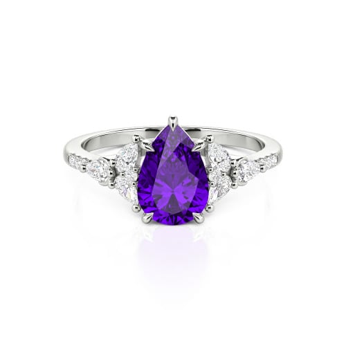 Jeulia Custom Violet Women Floral Engagement Ring Sterling Silver
