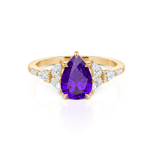 Jeulia Custom Violet Women Floral Engagement Ring Sterling Silver