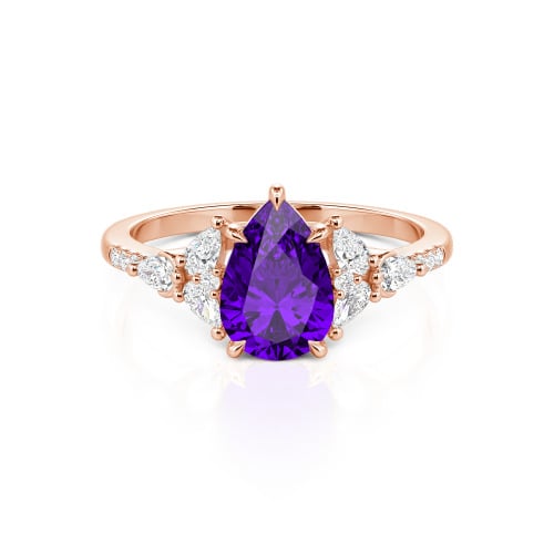 Jeulia Custom Violet Women Floral Engagement Ring Sterling Silver