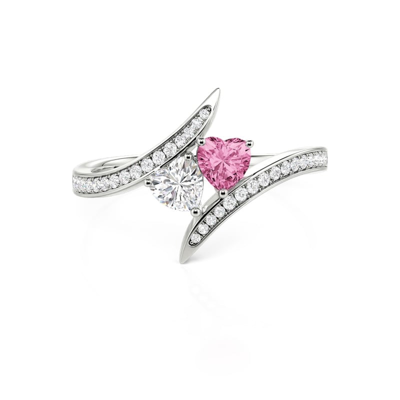 Jeulia Custom Pave Bypass Double Heart Engagement Ring
