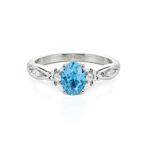 Jeulia Custom Twist Oval Cut Butterfly Engagement Ring Sterling Silver