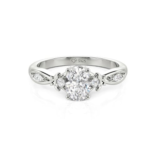 Jeulia Custom Twist Oval Cut Butterfly Engagement Ring Sterling Silver