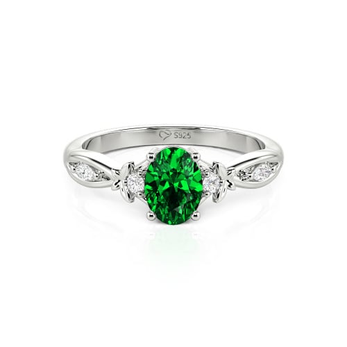 Jeulia Custom Twist Oval Cut Butterfly Engagement Ring Sterling Silver