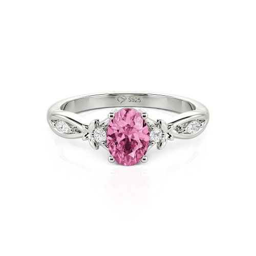 Jeulia Custom Twist Oval Cut Butterfly Engagement Ring Sterling Silver