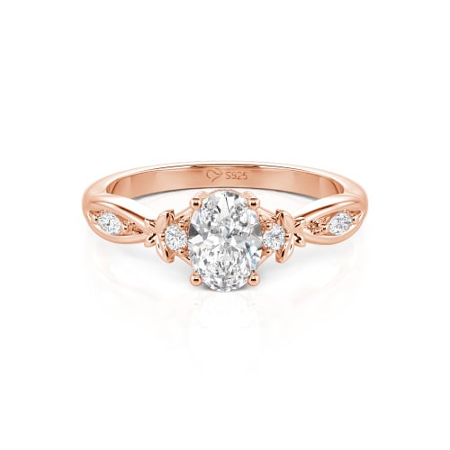 Jeulia Custom Twist Oval Cut Butterfly Engagement Ring Sterling Silver