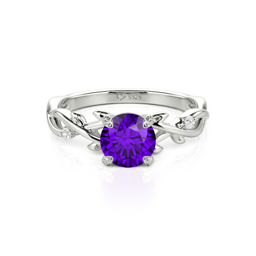 Jeulia Custom Twist Leaf Round Engagement Ring