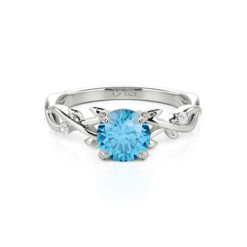 Jeulia Custom Twist Leaf Round Engagement Ring