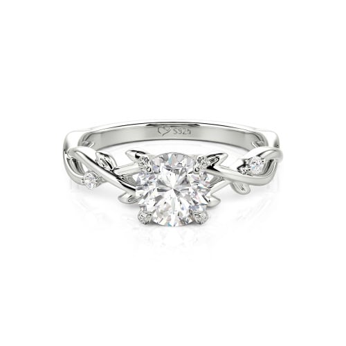 Jeulia Custom Twist Leaf Round Engagement Ring