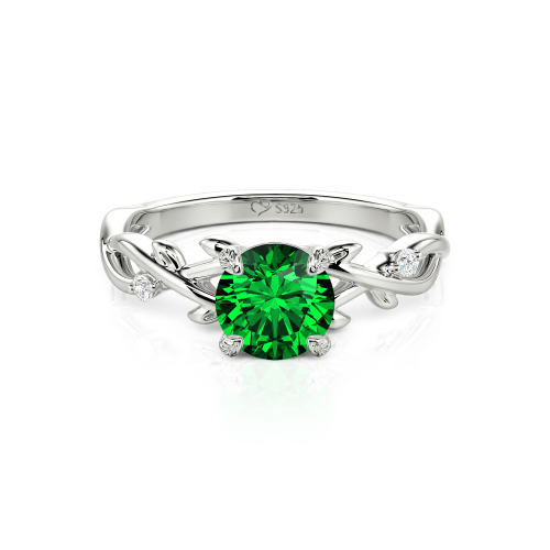 Jeulia Custom Twist Leaf Round Engagement Ring