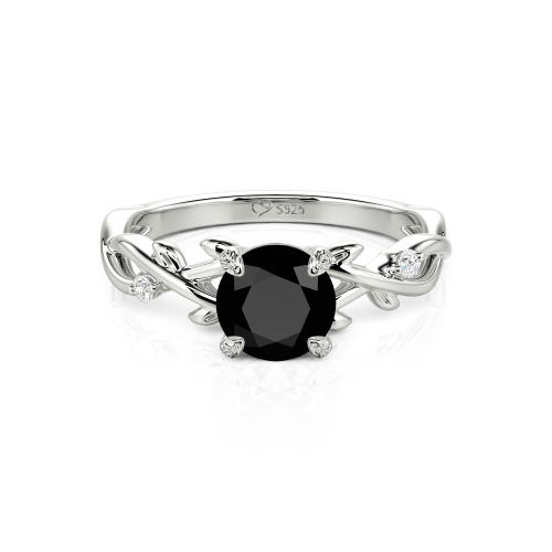 Jeulia Custom Twist Leaf Round Engagement Ring