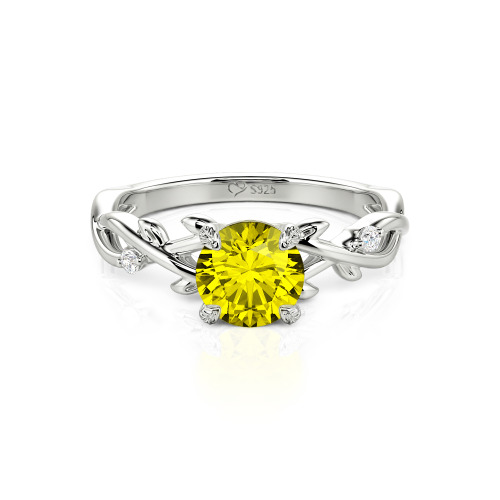 Jeulia Custom Twist Leaf Round Engagement Ring
