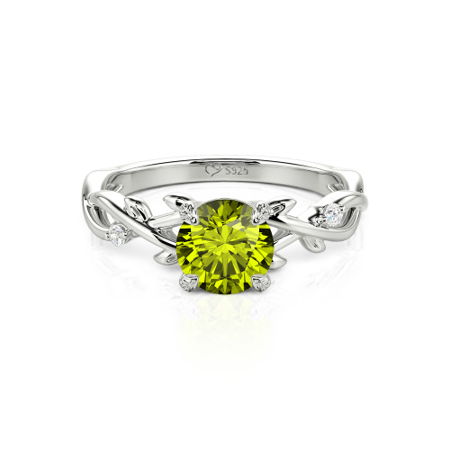 Jeulia Custom Twist Leaf Round Engagement Ring
