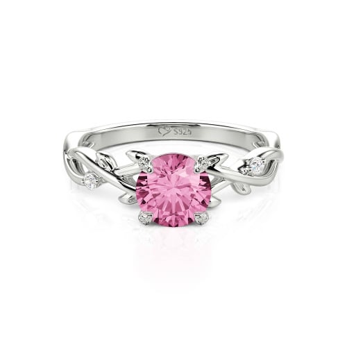 Jeulia Custom Twist Leaf Round Engagement Ring