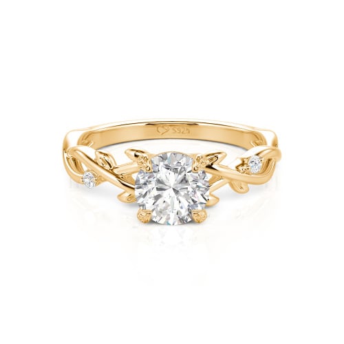 Jeulia Custom Twist Leaf Round Engagement Ring