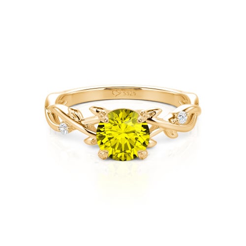 Jeulia Custom Twist Leaf Round Engagement Ring