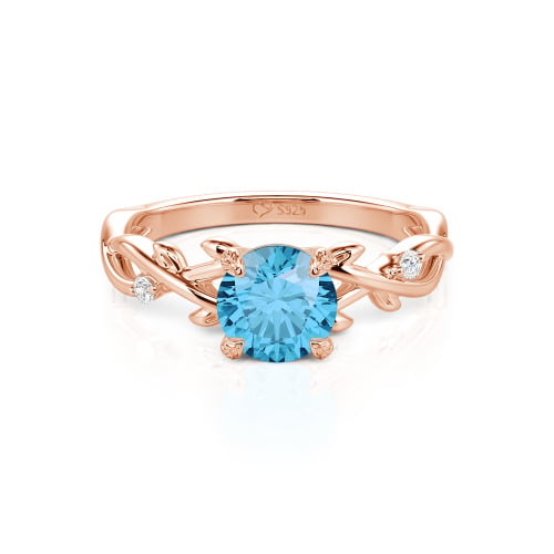 Jeulia Custom Twist Leaf Round Engagement Ring
