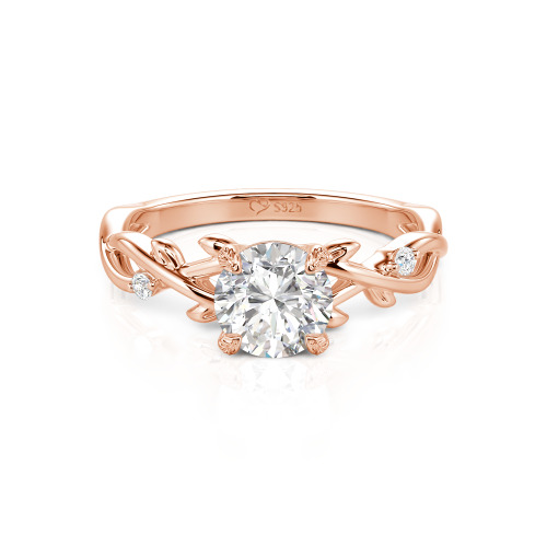 Jeulia Custom Twist Leaf Round Engagement Ring