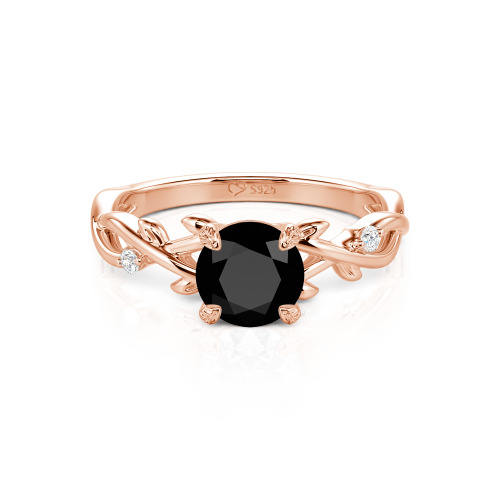 Jeulia Custom Twist Leaf Round Engagement Ring