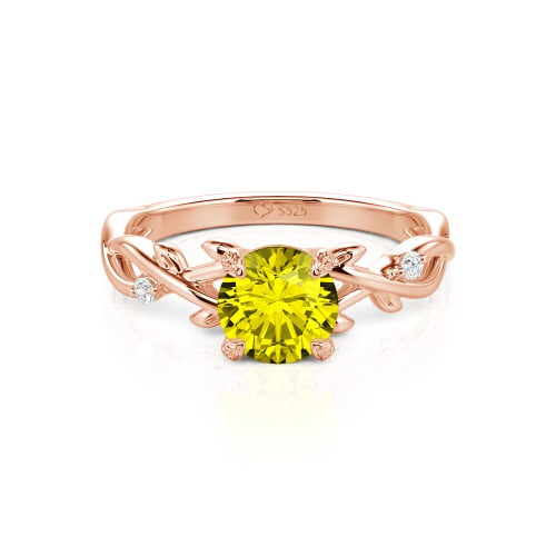 Jeulia Custom Twist Leaf Round Engagement Ring