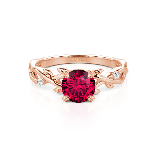 Jeulia Custom Twist Leaf Round Engagement Ring