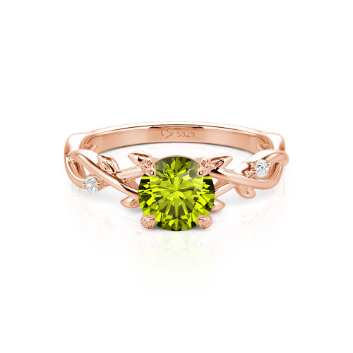 Jeulia Custom Twist Leaf Round Engagement Ring