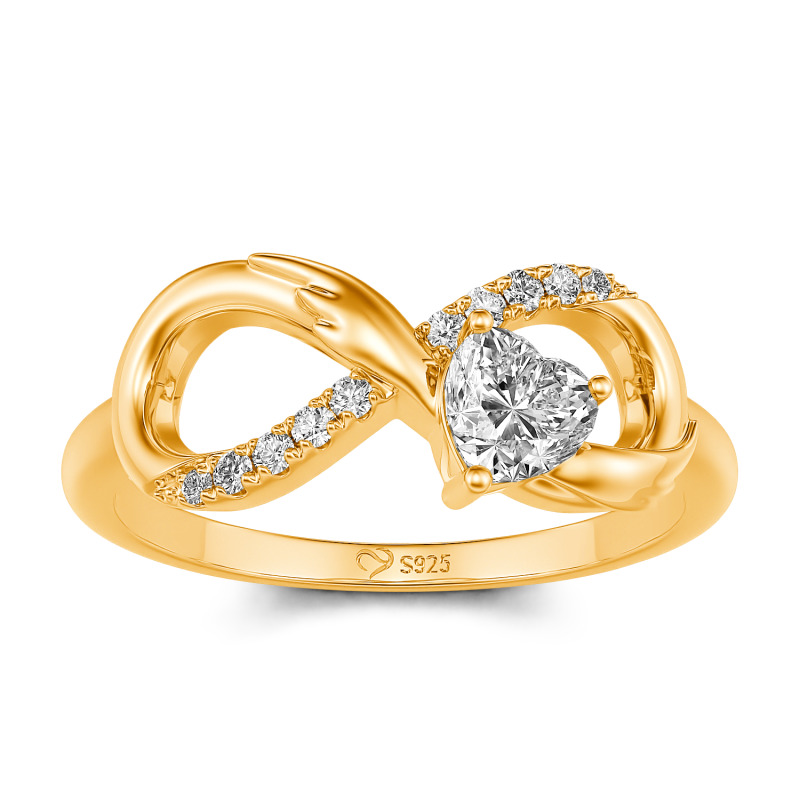 Jeulia Infinity Heart Wedding Ring Angel Wings