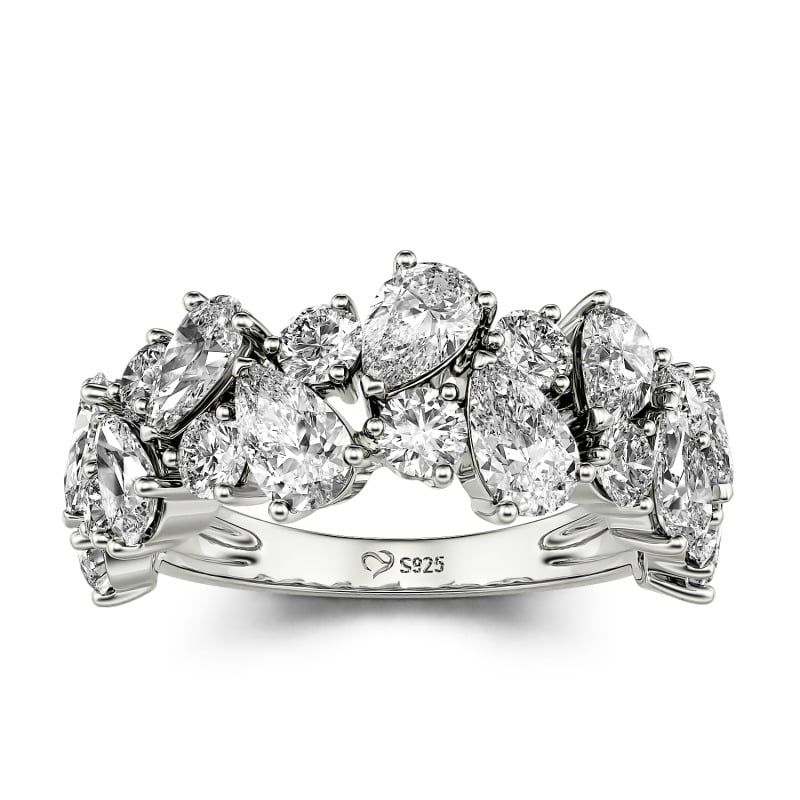 Jeulia Alianza de Boda para Mujer Floral Cluster Eternidad Personalizada