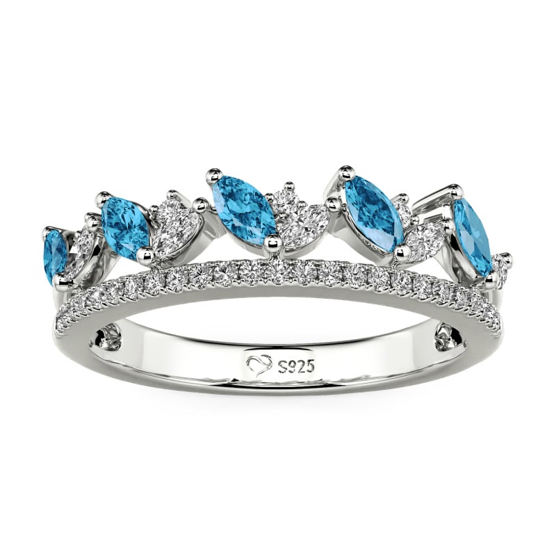 Jeulia Olivetta Bague de Mariage Simple Double Rangée Personnalisée