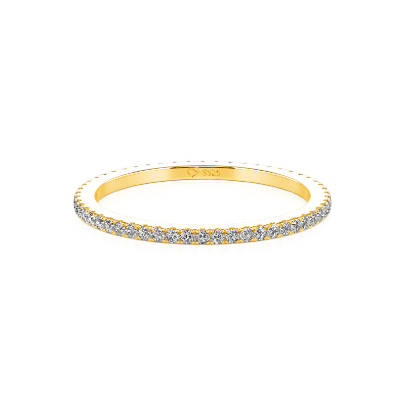 Jeulia Custom Thin Eternity Wedding Band 10K/14K/18K Gold Platinum