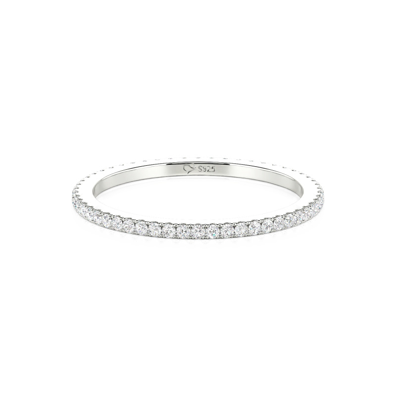 Jeulia Aliança de Casamento Fina Personalizada Eternidade Ouro 10K/14K/18K Platina