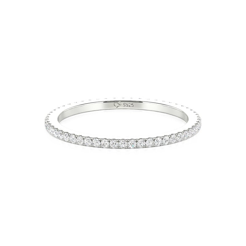 Jeulia Aliança de Casamento Fina Personalizada Eternidade Ouro 10K/14K/18K Platina