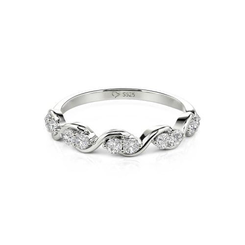 Jeulia Custom Twist Women's Wedding Ring with Round Stones