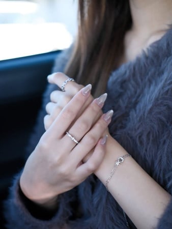 Jeulia Chain Link Round Cut Sterling Silver Women's Band