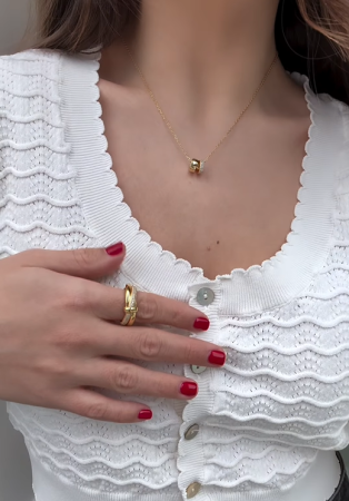 Jeulia Dome Style Round Cut Rondelle Necklace