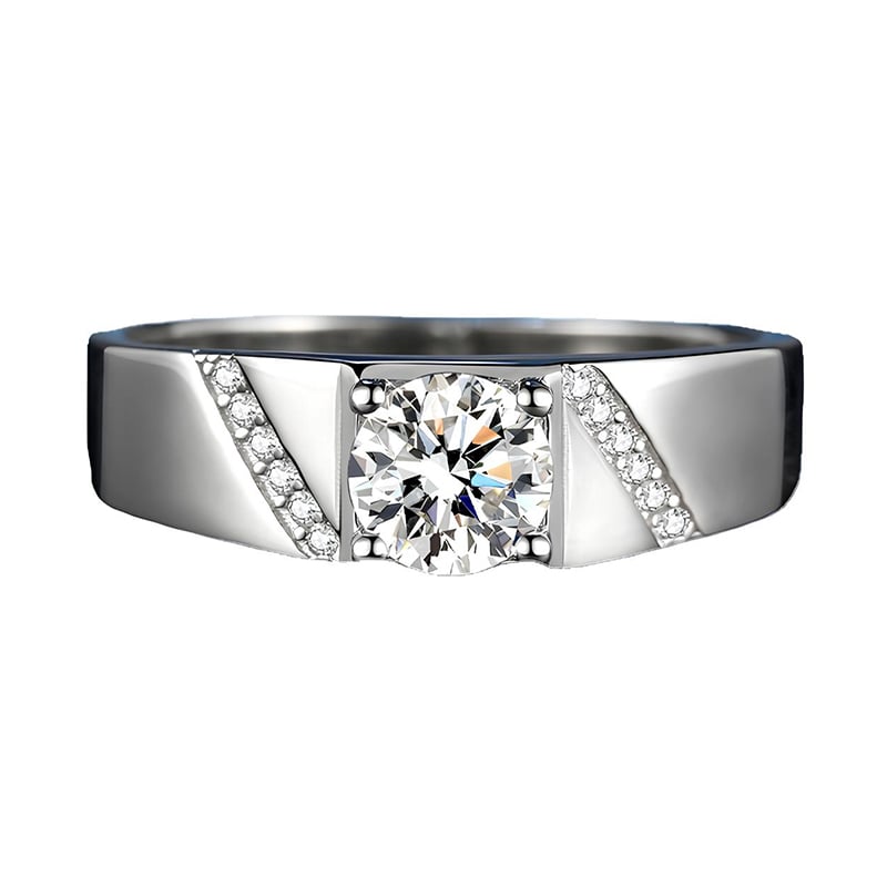 Jeulia Simple Men's Engagement Ring Sterling Silver