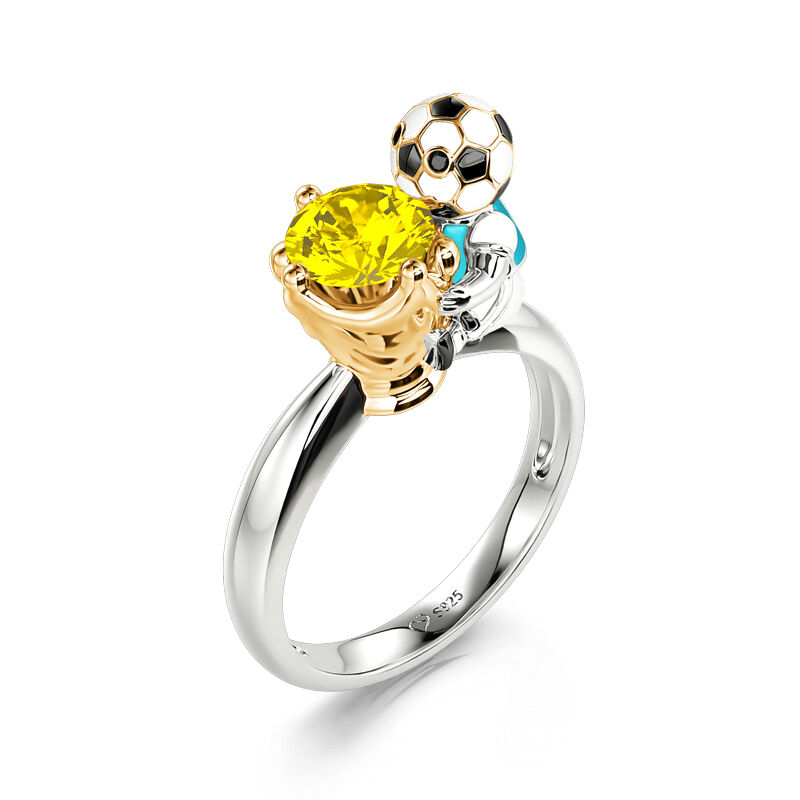 Jeulia Hug Me "You're My Champion" Argentina Football Team Round Cut Sterling Silver Ring