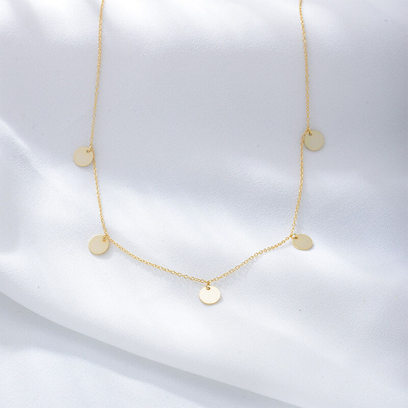 Jeulia Round Disc Gold Tone Sterling Silver Necklace