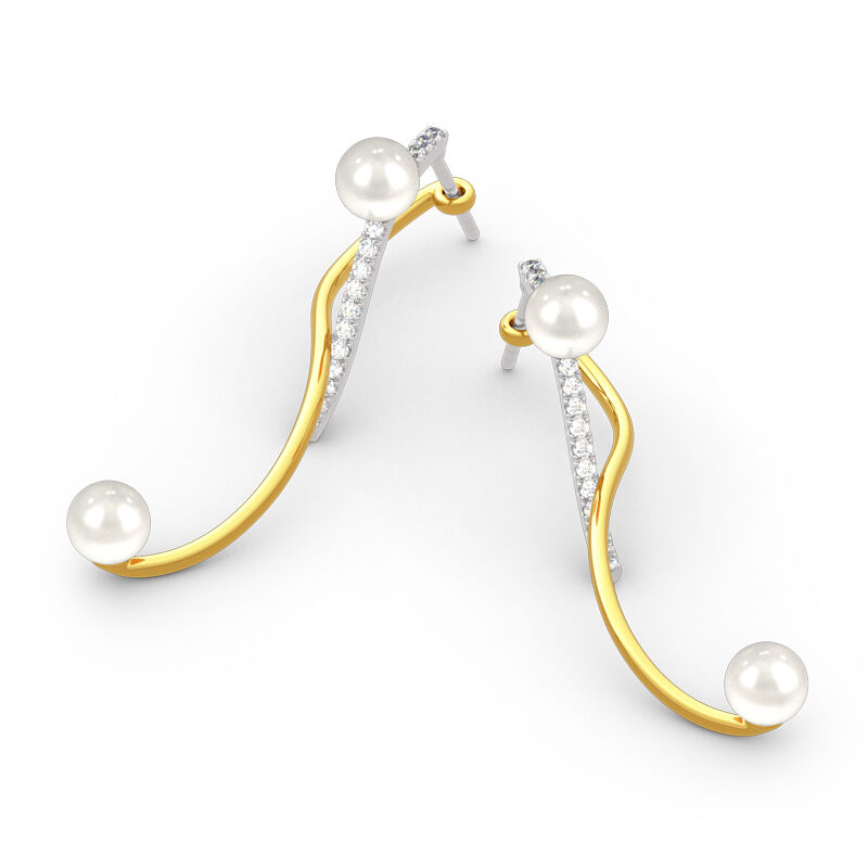 Jeulia Geometry Tassel Cultured Pearl Sterling Silver Earrings