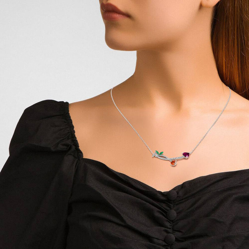 Jeulia "Sweet Fruit" Cherry Design Sterling Silver Necklace