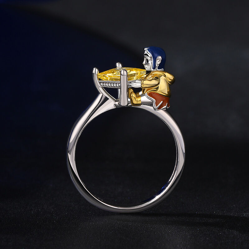 Jeulia Hug Me "Adventurous Girl" Princess Cut Sterling Silver Ring
