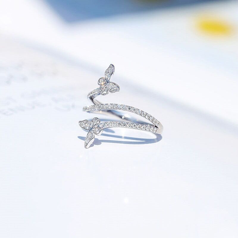 Jeulia Bypass Butterfly Design Round Cut Ring