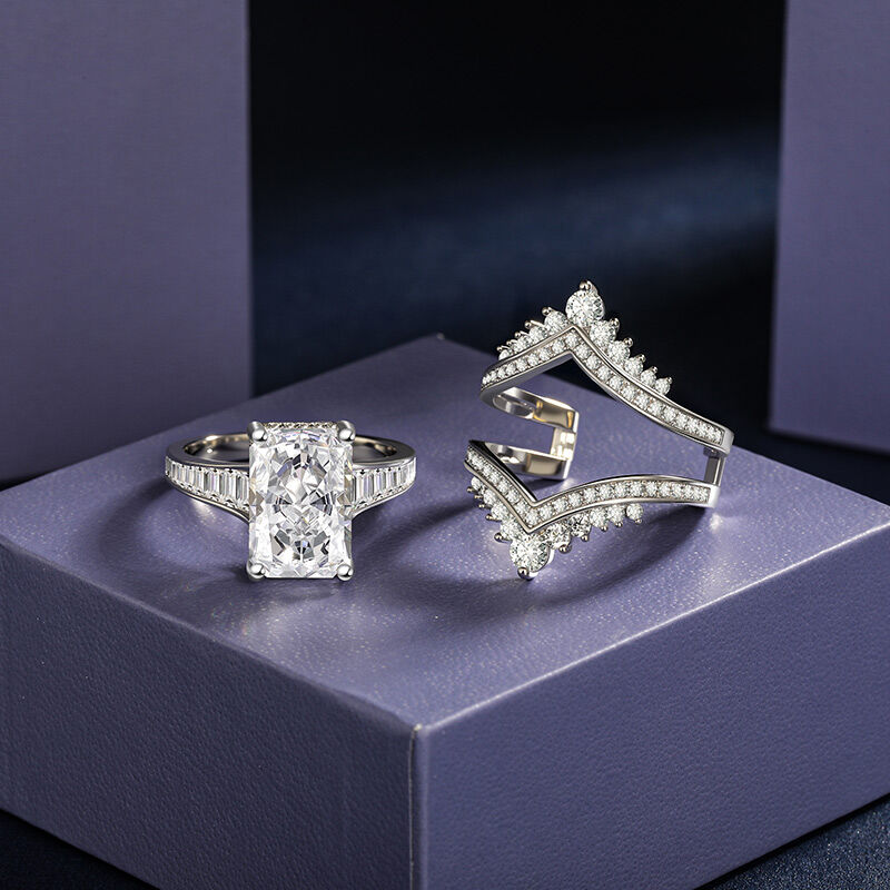 Jeulia Praktfullt Pusselringsset med Kronkluster Gradient i Sterling Silver