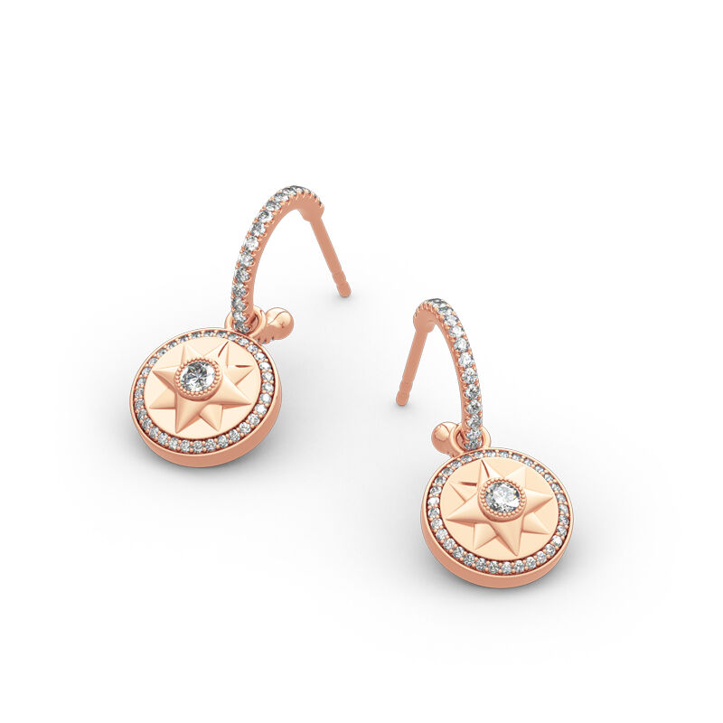 Jeulia "Compass Monogram" Design Sterling Silver Drop Earrings