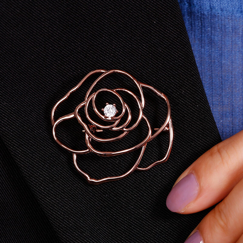 جوليا بروش من الفضة الإسترليني بتصميم زهرة الورد