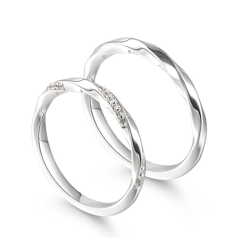 Jeulia "Love Entwined" Sterling Silver Couple Rings