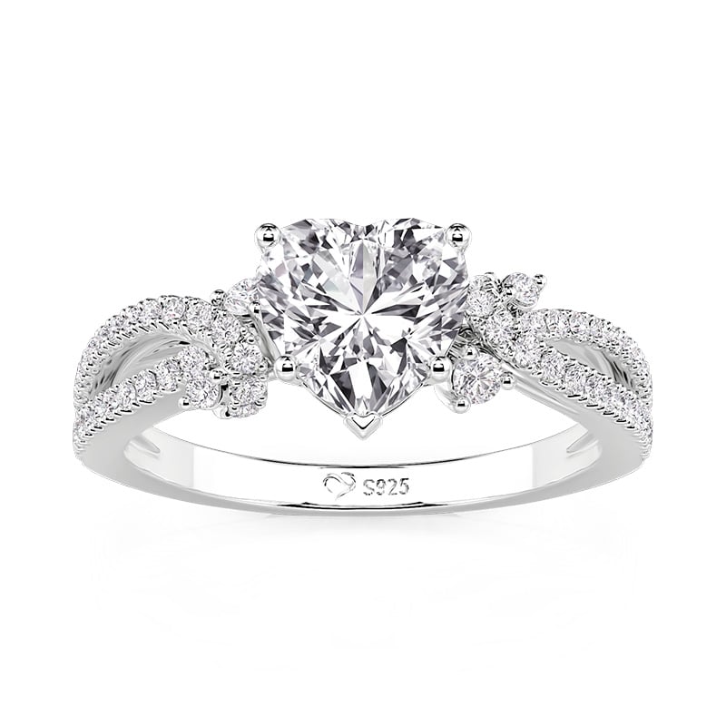 Jeulia Twisted Heart Shaped Engagement Ring With Side Stones