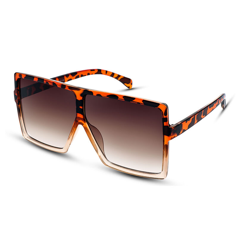 Jeulia "Maska imprezowa" Kwadratowe brązowe okulary przeciwsłoneczne z gradientem Oversize Unisex