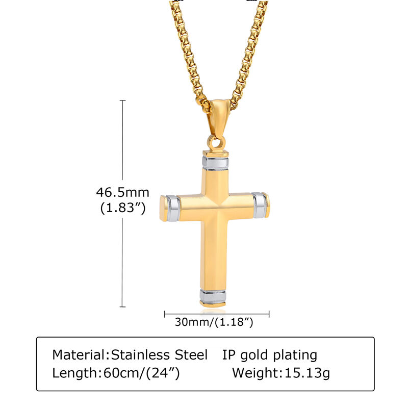 Jeulia Cross Design Stainless Steel Men's Necklace